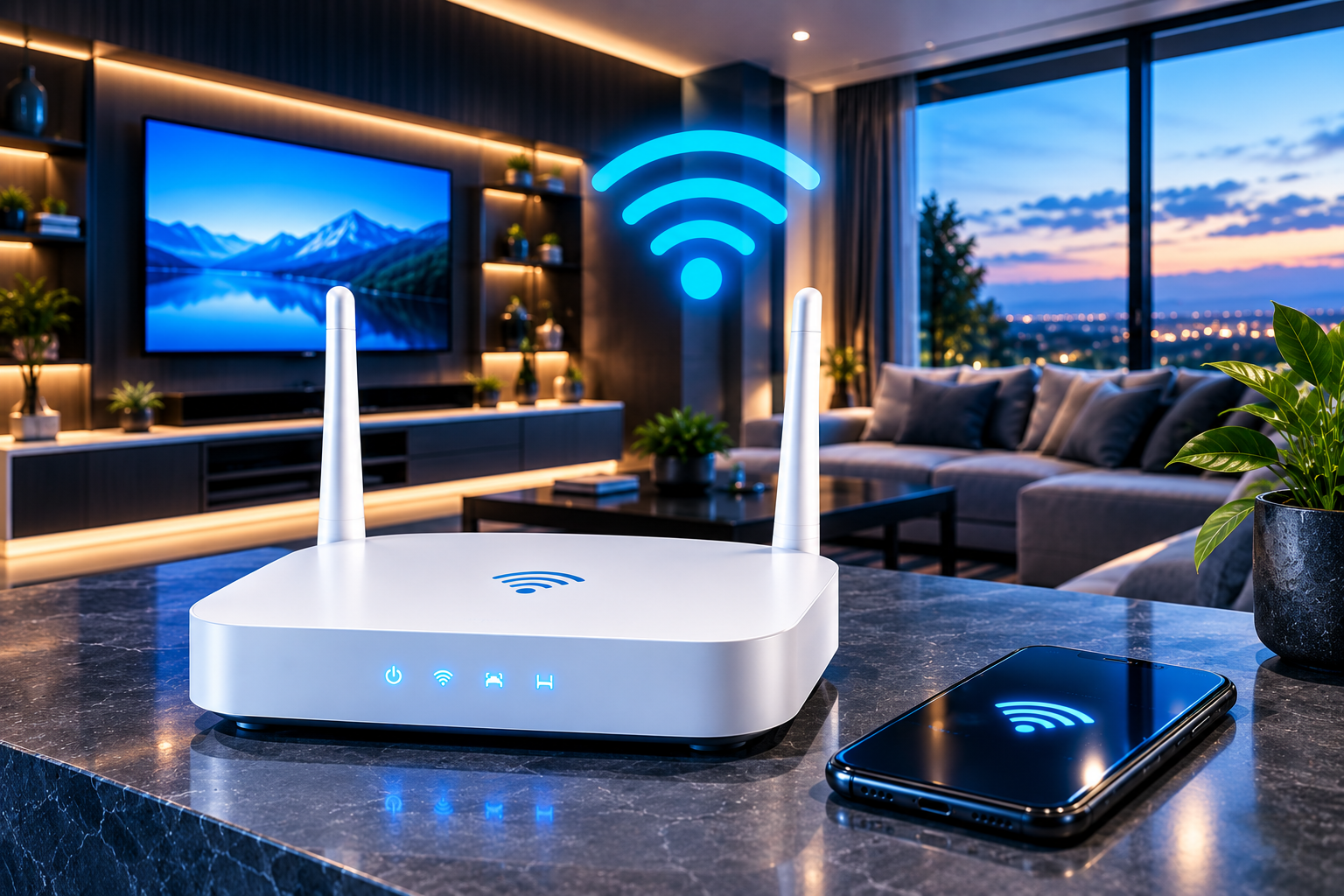 Roteador Wi-Fi de alta performance em ambiente residencial